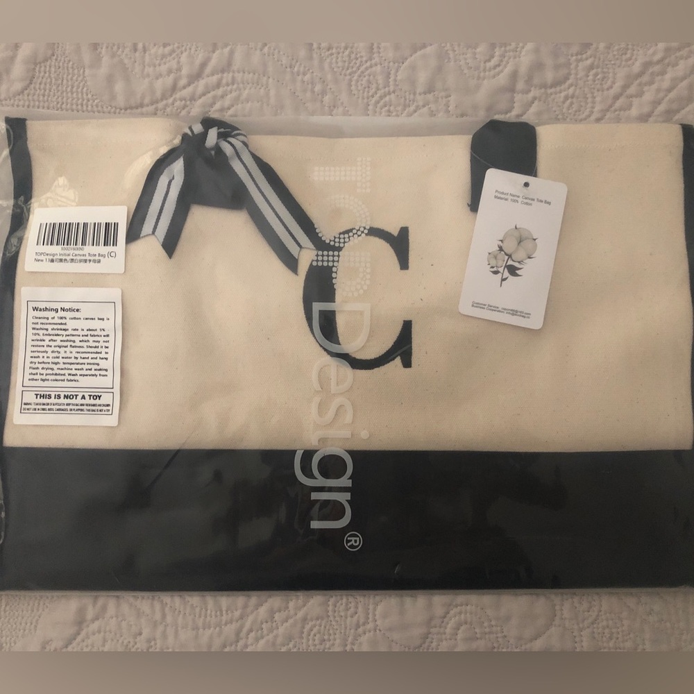Personalize “C” Canvas Tote Bag NWT